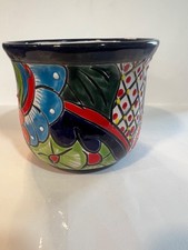 Talavera Hand painted planter/multicolored fl...