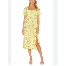 Faithfull The Brand Bette Midi Dress in Lemon Luda Floral Size 4