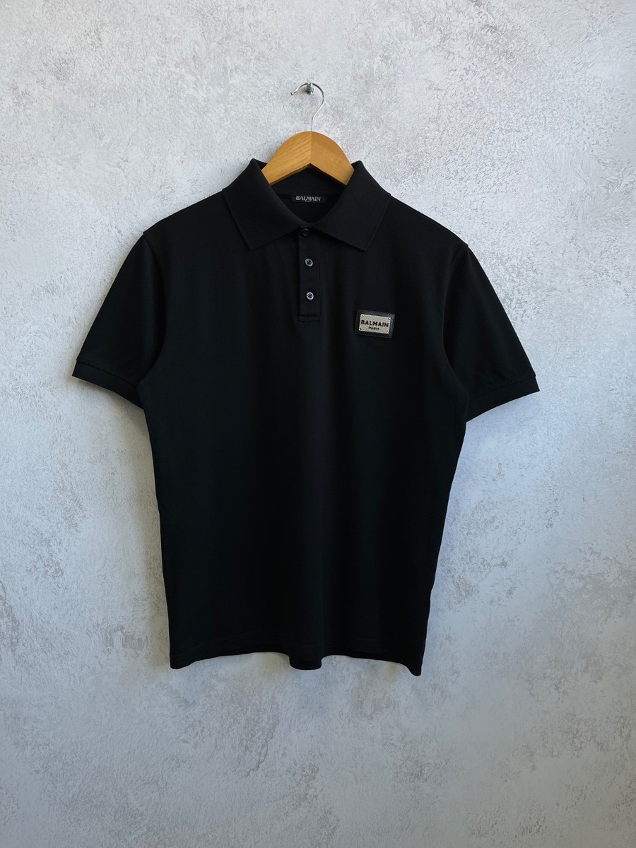 Balmain Paris Men Logo Polo T-Shirt Tee Black | eBay