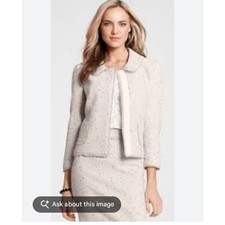Ann Taylor cream tweed skirt suit Size 0 blazer and size 4 skirt