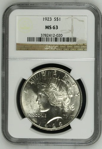 1923 Peace Dollar NGC Certified MS63