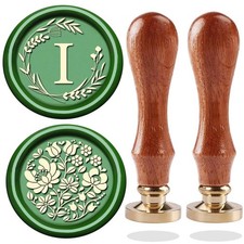 Initial Letter Alphabet I Wax Seal Stamp, Wicker Eucalyptus Sealing With Flow...
