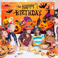 Halloween Birthday Party Decorations Happy Birthday Banner Backdrop