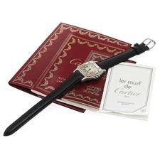 CARTIER SANTOS GALBÉ SM W200124D 24mm SS/YG Beige Dial Leather Strap #C729