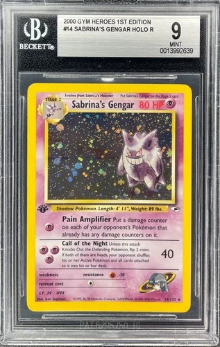 Pokemon Sabrina's Gengar 1st Edition Holo #14 BGS 9