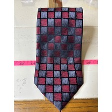 Kenneth Cole New York Mens Tie Red Black Gray Geometric Silk