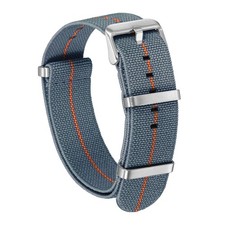 Elastic Nylon Watch Band 22mm Waterproof One-Piece Watch Strap, Dark Grey/Orange