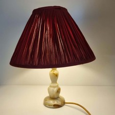 Vintage Classic Country House Preloved Heavy ONYX  TABLE LAMP  With Red Shade