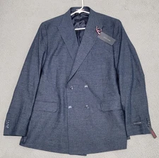 Tommy Hilfiger Blazer Mens 46L Blue Wilford Double Breasted Linen Suit Separates