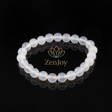 Natural White Chalcedony Bracelet 8mm