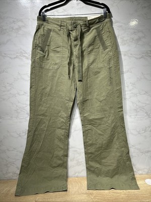 American Eagle Low Rise Baggy Flare Stretch Olive Green Sz 10 Long 30W New