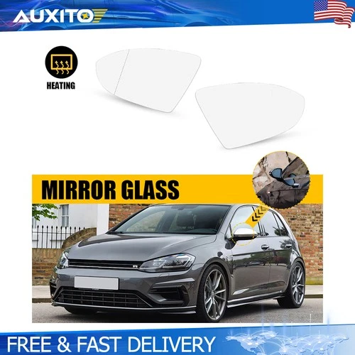 For VW Golf MK7 GTI R 2015-2021 OE 5G0857521 5G0857522 Heated Mirror Glass Pair