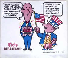 1976 Piels Real Draft Beer Bicentennial Comic Sticker Vintage Advertising
