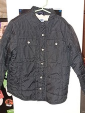 Boys Old Navy Quilted Jacket Coat Dark Gray size M 8 Youth Kids Sherpa fleece