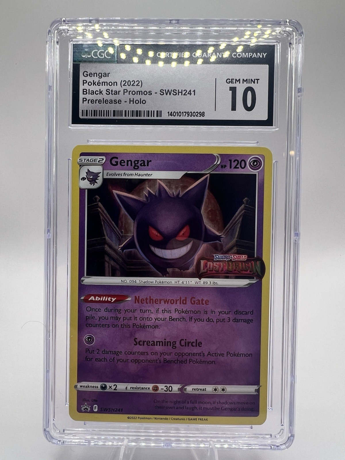 Pokemon Gengar 2022 Black Star Promo CGC Gem Mint 10 SWSH241 Stamped