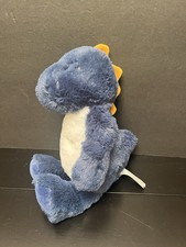 Carters Dinosaur Plush Dark Blue White Yellow Stuffed Dino Lovey 12  Stuffed Toy