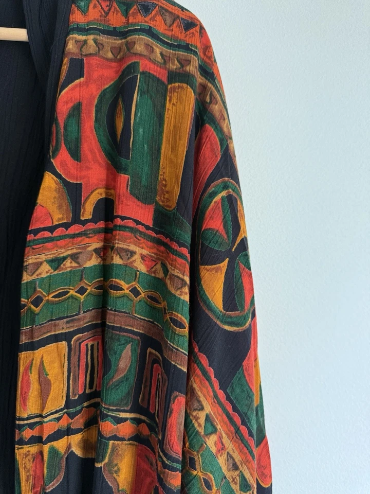Chaqueta plumero vintage Carole Little Boho kimono - estampado étnico Foto 2 de 4