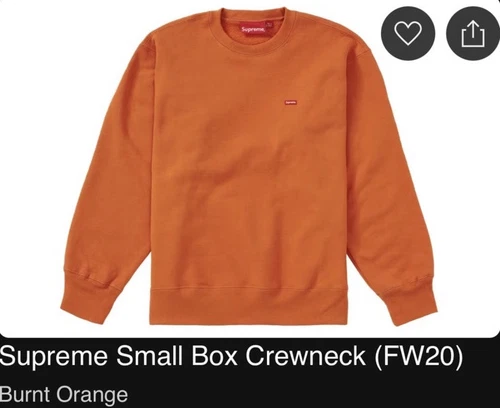 Col rond Supreme orange brûlé neuf taille XL FW20 AUTHENTIQUE