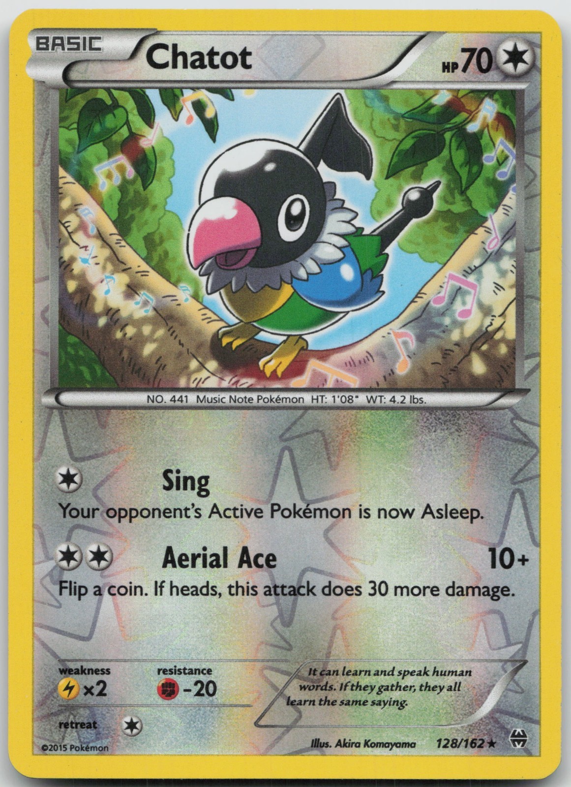 Chatot 128/162 Rare BREAKthrough Pokemon Reverse Holo LP/MP