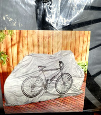 Heavy Duty PVC  Bicycle Cover  Snow  UV Protection  Gray w/Bicycle Image New