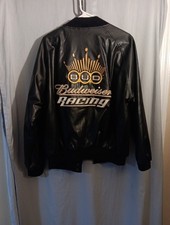 BUD BUDWEISER RACING VINTAGE VARSITY POLYVINYL Snap JACKET TOP MEN'S Medium