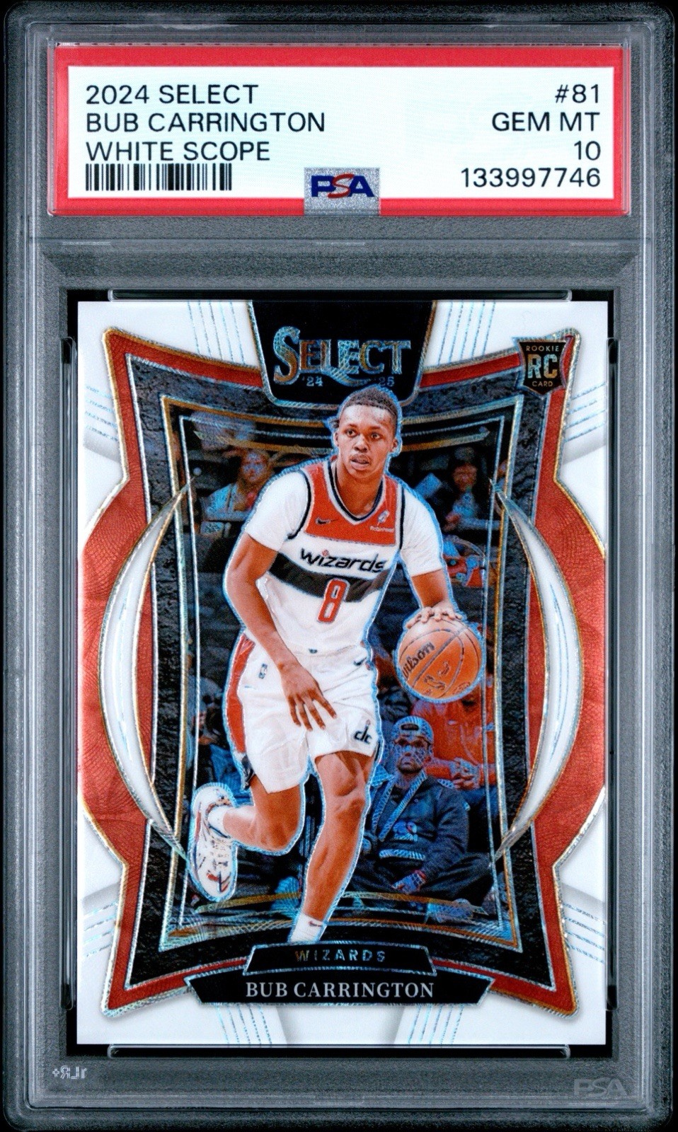 2024-25 PANINI SELECT #81 RC BUB CARRINGTON WHITE SCOPE /35 ROOKIE PSA 10