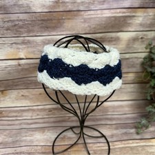 Navy and Cream Crochet Headband
