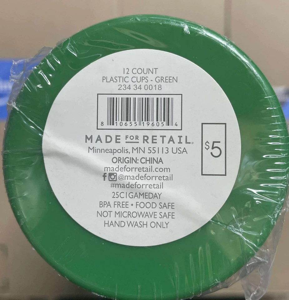 GAME DAY Fútbol 22 oz. Tazas verdes 12 unidades Foto 3 de 3