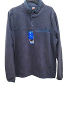32 Mens Heat Navy Fleece Pullover Sweatshirt With Button Accents  Pocket Size L