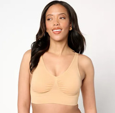 Anybody Women Bra Sz L Intimates Wirefree Cuplift Seamless Honey Tan A639397