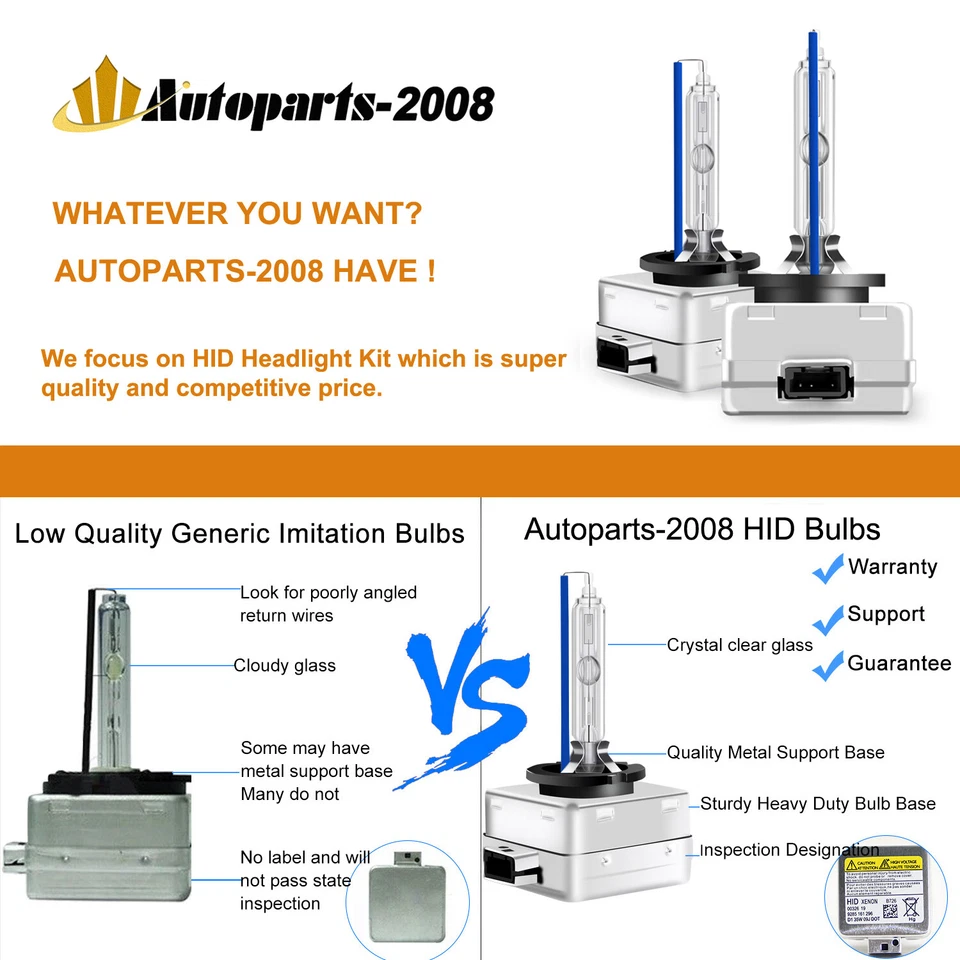 HID Xenon D1S Two Bulbs Head Light 8000K Icy Blue Bi-Xenon Replace Dual Beam H/L - Image 2 of 4