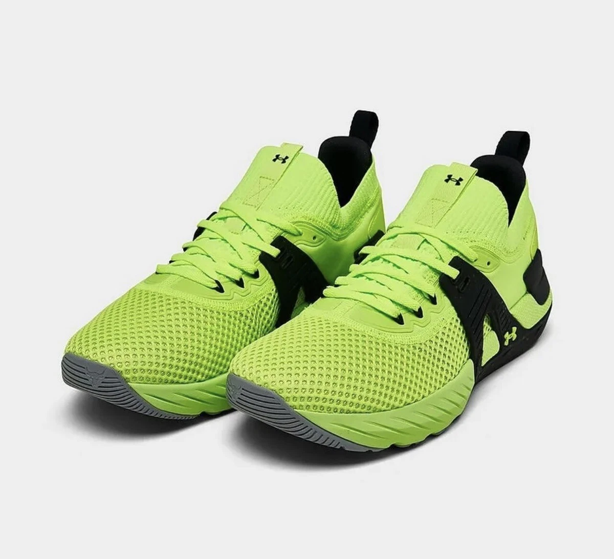 Under Armour Shoes Project Rock 4 Neon Green Black Volt Men sz 11 3023695 303