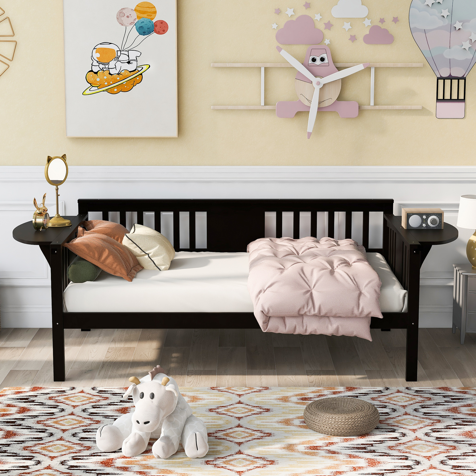Twin Daybed with Wood Slat Support in Espresso Finish