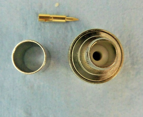 3 Pack, RG-8, "N" Crimp Connector, Nickel Brass / Teflon / Gold Pin - Picture 3 of 3