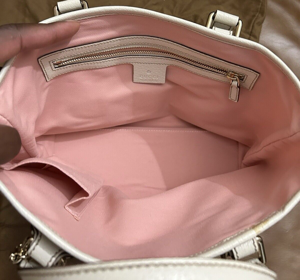PRE-OWNED GUCCI PINK GG CANVAS AND LEATHER MINI JOLICOEUR WEB TOTE