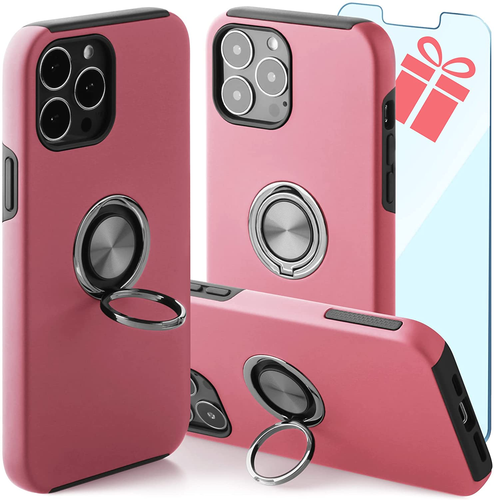 Slim Pink Case for iPhone 13 Pro – Rugged & Impact-Resistant Design + Ring Stand - Picture 2 of 8