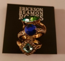 NWT Erickson Beamon Rocks 3 On Stack Ring Set...