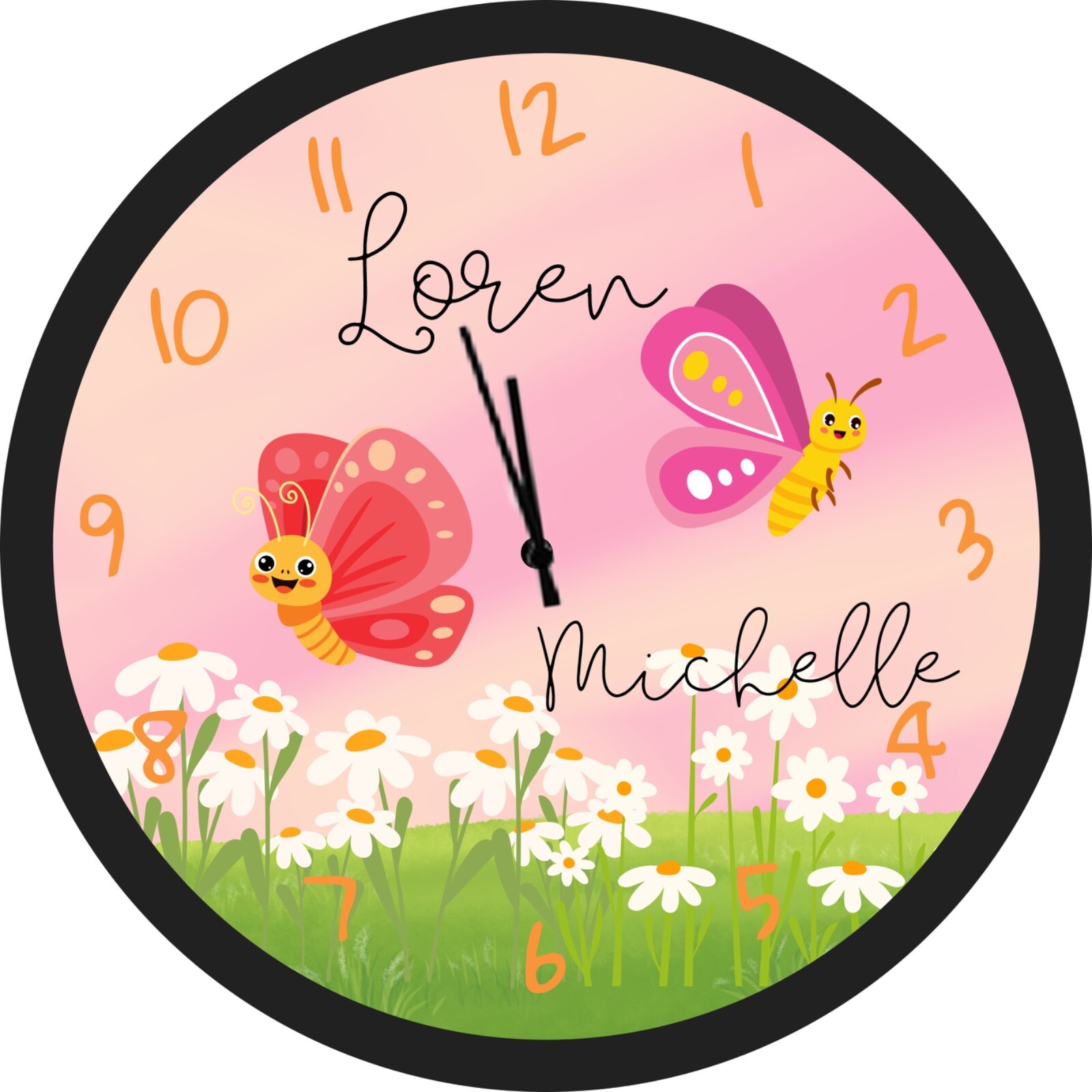 Personalized Clock -Butterfly Clock, Butterflies, Little Girls Room, Kids Decor