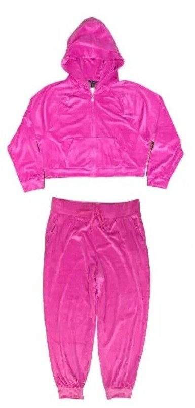 VICTORIA'S SECRET ON POINT VELOUR FULL ZIP HOODIE TRACK PANT SET