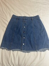 Harper Denim Frayed Button Up Mini Skirt Women  s Size M NWT