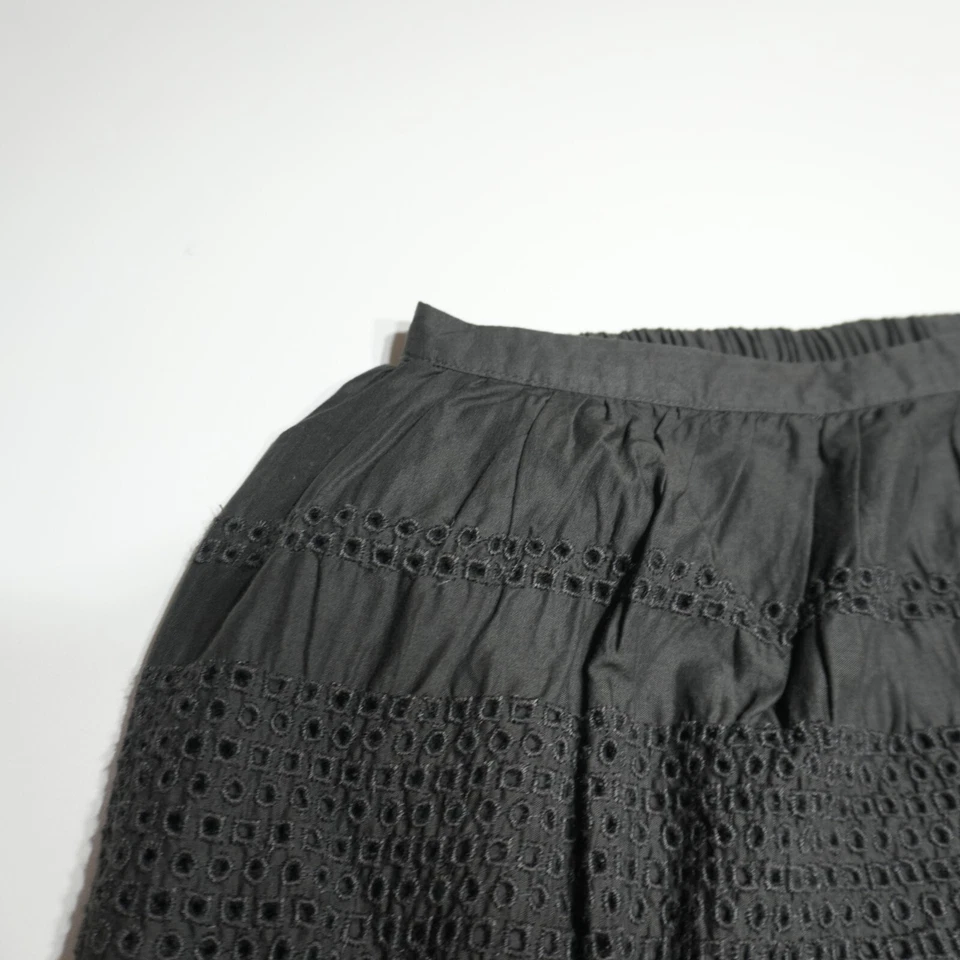 Old Navy Skirt Womens Small Petite Eyelet Black Straight Pull On Boho All Cotton - Image 2 of 4