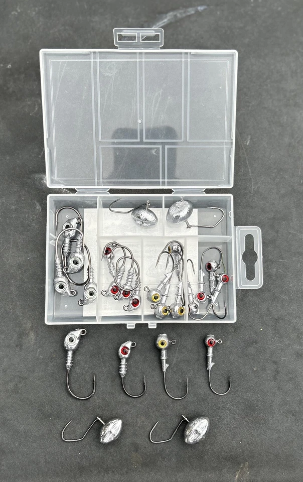 Kit de pesca de cabeza de pescador de agua salada en tierra de 25 piezas para peces rojos, truchas, platijas, etc. Foto 3 de 3