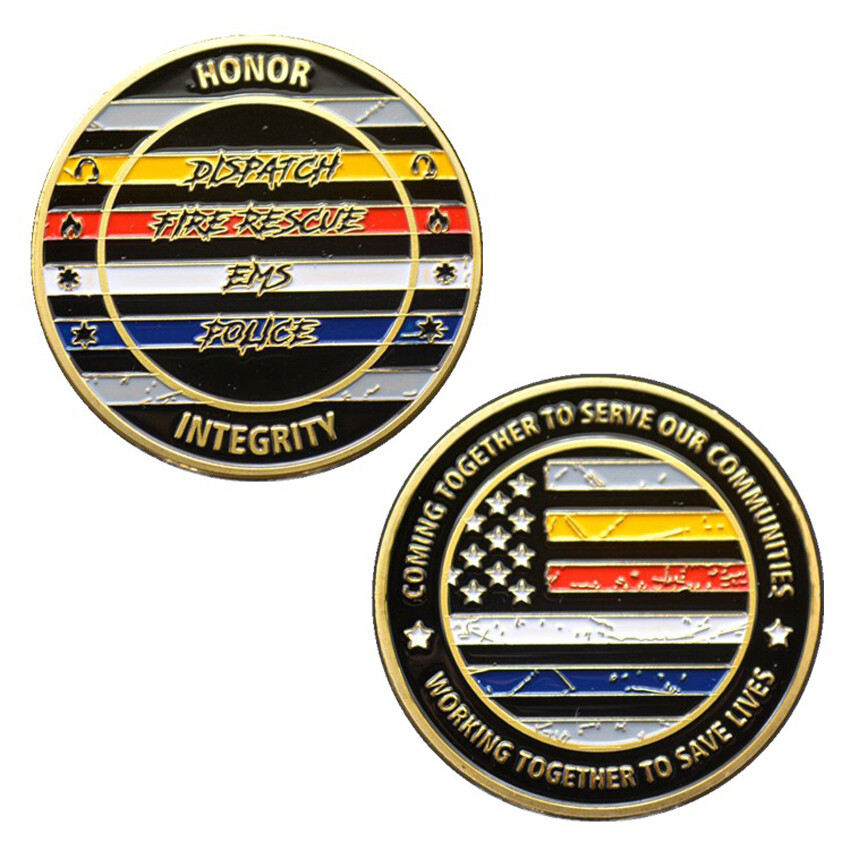 10 PCS Dispatch Fire Rescue Ems Police Commemorative Challenge Coin Honor