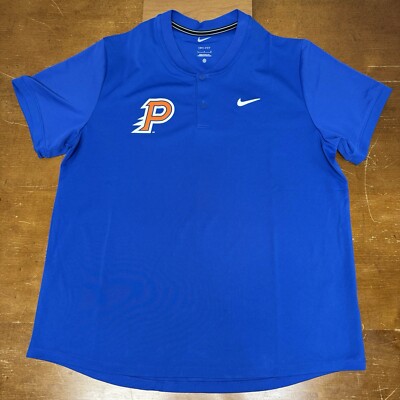 Nike Shirt Mens Large Blue Henley Golf Short Sleeve Button Active Dri Fit 