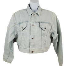 LA Gear Embroidered Vintage 90s Denim Jean Jacket Cropped Fashion Sample M / L
