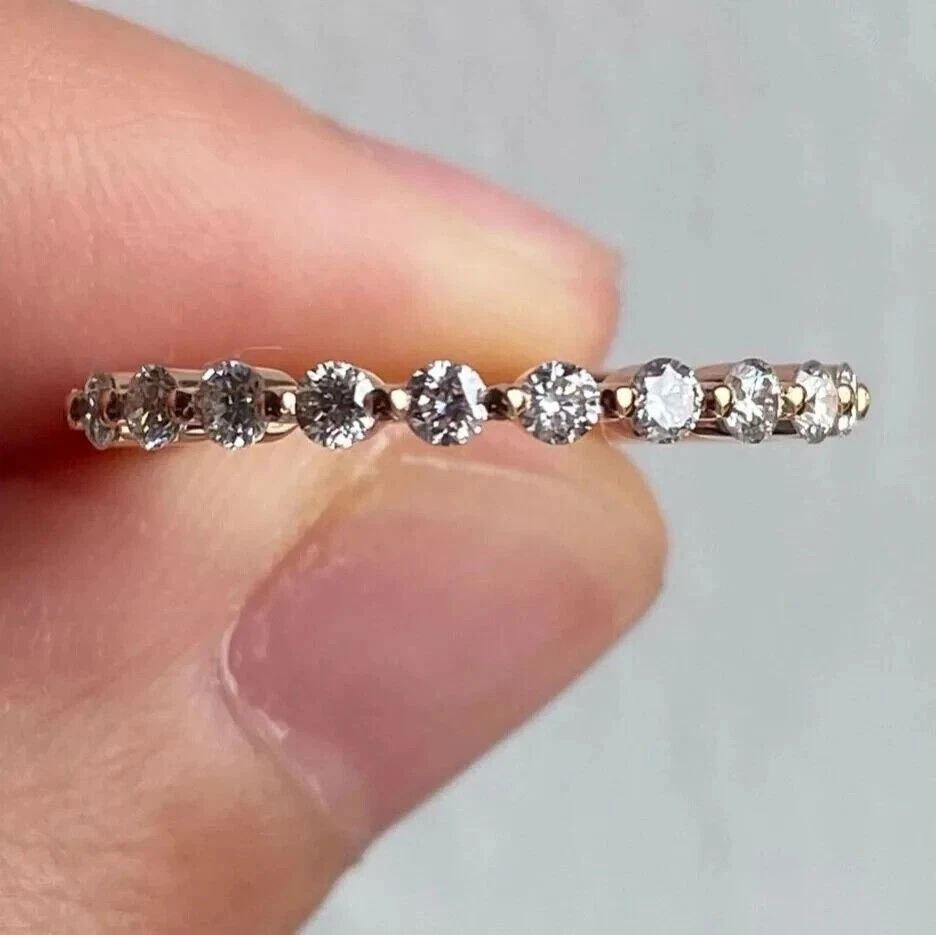 Half Eternity Wedding Band 14K Yellow Gold Round Cut CVD Lab Grown Diamond - Image 2 of 4