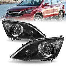 For 2007-2011 Honda CRV CR-V EX LX Black Headlights Assembly Clear Corner Lamps