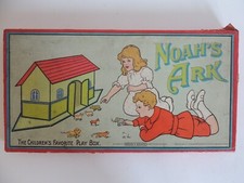 1930-40s Noah's Ark Childrens Toy Playset Box Set Stand Up Animals Spear's Games