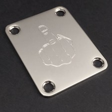GUITAR NECK PLATE Engraved Etched Fit Fender - MIDDLE FINGER FU - CHROME