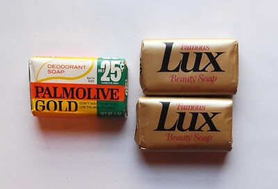 Vintage Soap Bars NOS 2 Lux & 1 Palmolive Soap 5 oz Each Unopened
